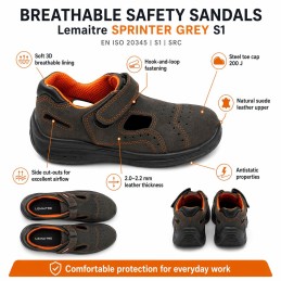 SPRINTER GREY S1 Safety Sandals Steel Toe SRC
