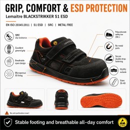 Lemaitre BLACKSTRIKKER S1 ESD Safety Sandals