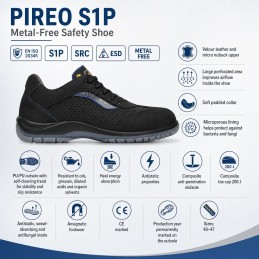 PIREO S1P ESD – półbuty ochronne metal free SRC