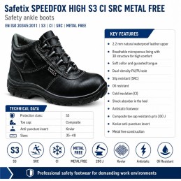Safetix SPEEDFOX HIGH S3 Safety Boots Metal Free