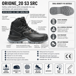 ORIONE 20 S3 – Metal Free Safety Boots SRC