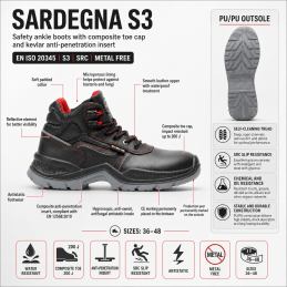 Exena SARDEGNA S3  safety boots with composite toe cap and Kevlar anti-puncture insert