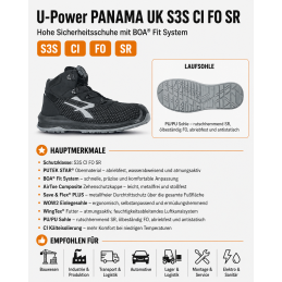 U-Power PANAMA UK S3S – chaussures de sécurité BOA