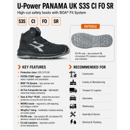 U-Power PANAMA UK S3S – chaussures de sécurité BOA
