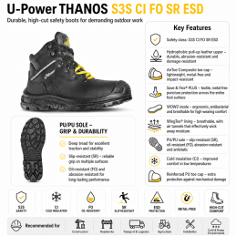 U-Power THANOS S3S scarpe antinfortunistiche ESD