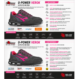 U-Power VEROK S1PS chaussures de sécurité ESD légères