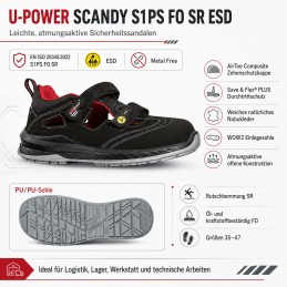U-POWER SCANDY S1PS FO SR ESD Safety Sandals