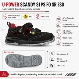 U-POWER SCANDY S1PS FO SR ESD Sandales de Sécurité